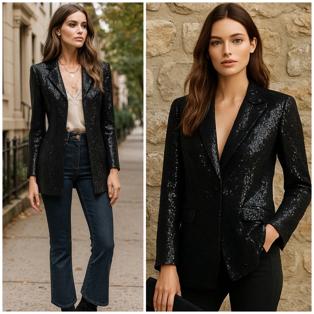 NWT Vintage ST. JOHN EVENING Santana Paillette Sequin Blazer Suit Jacket $1995